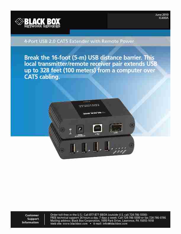 Black Box Router 4-Port USB 2 0 CAT5 Extender with Remote Power-page_pdf